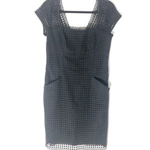 Milly Black Crochet Cap-Sleeve Cocktail Dress